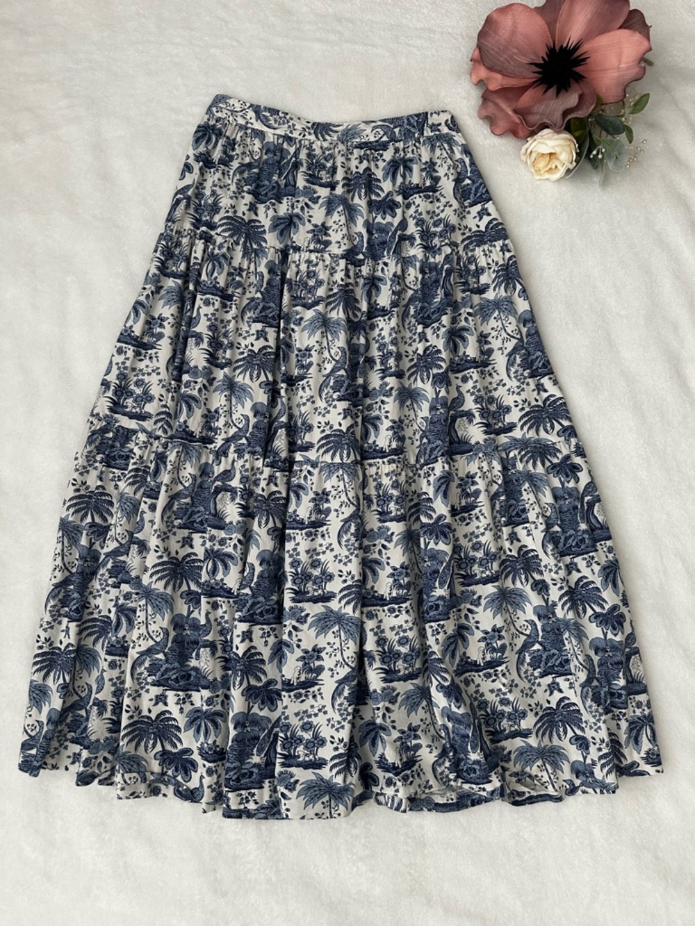 STAUD Sea Maxi Skirt Blue Toile Size 8